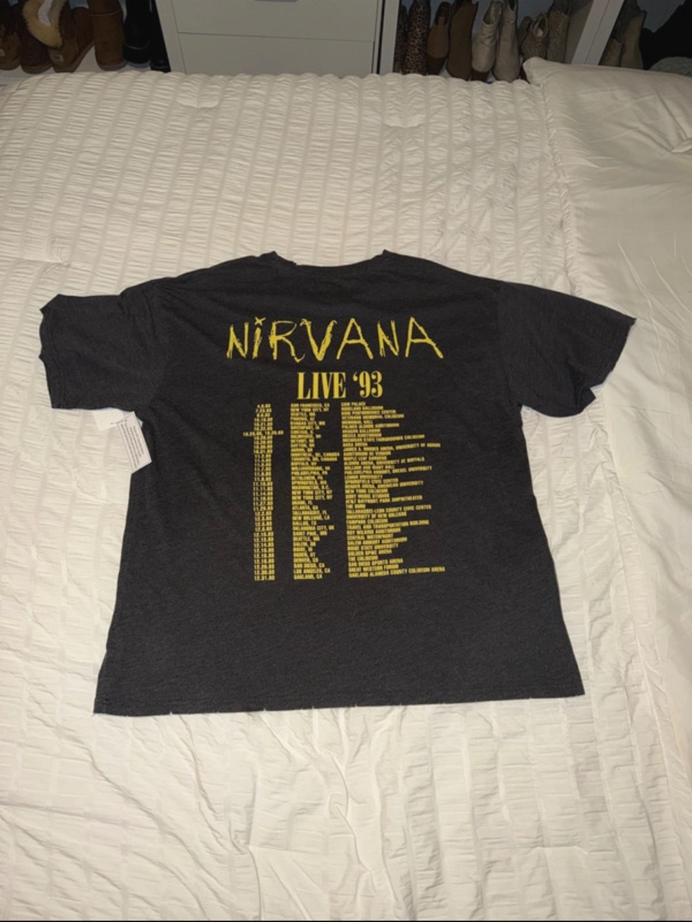 NIRVANA gray Short Sleeve Tee with Yellow Smiley Logo - Picture 5 of 6